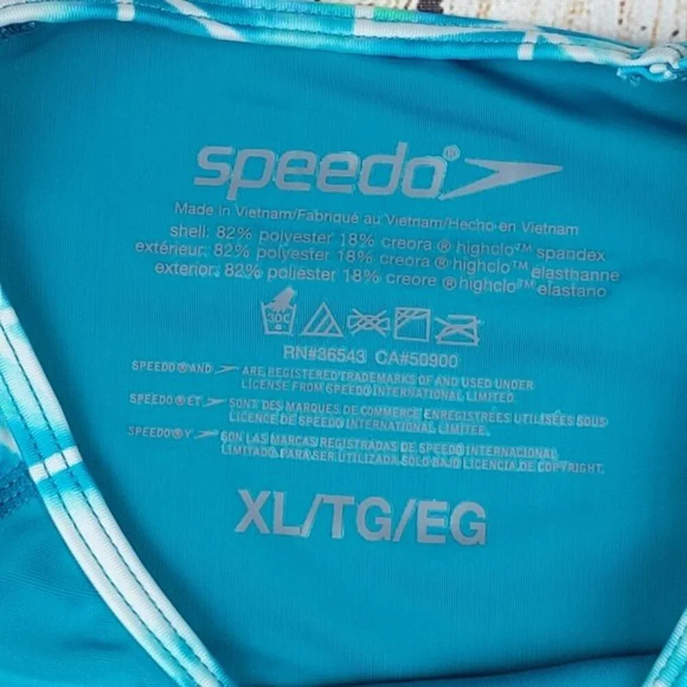 Speedo Girl's Teal Short Sleeve Rashguard Top, XL, Excellent Used Condition